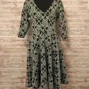 Earl Salko Black Dress 3/4 sleeve beautiful detail